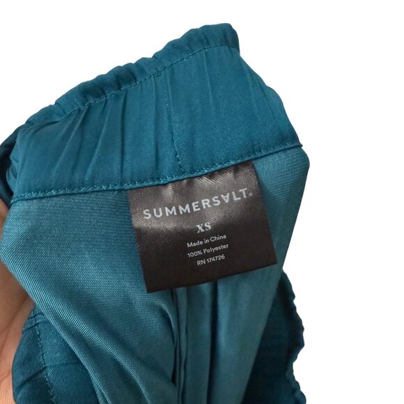 Summersalt Dark Teal Satin Wide Leg Pull On Pants Womens Size XSmall - Picture 4 of 5